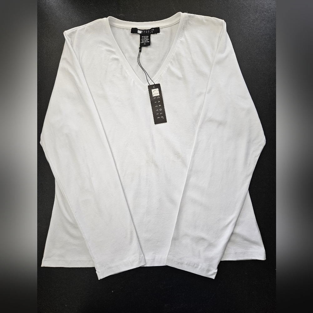 NWT - Carole Little White Cotton Stretch Jersey - Size XL - Picture 1 of 6